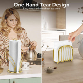 Weighted base and suction cups keep the Wuwrll towel holder steady on the counter.