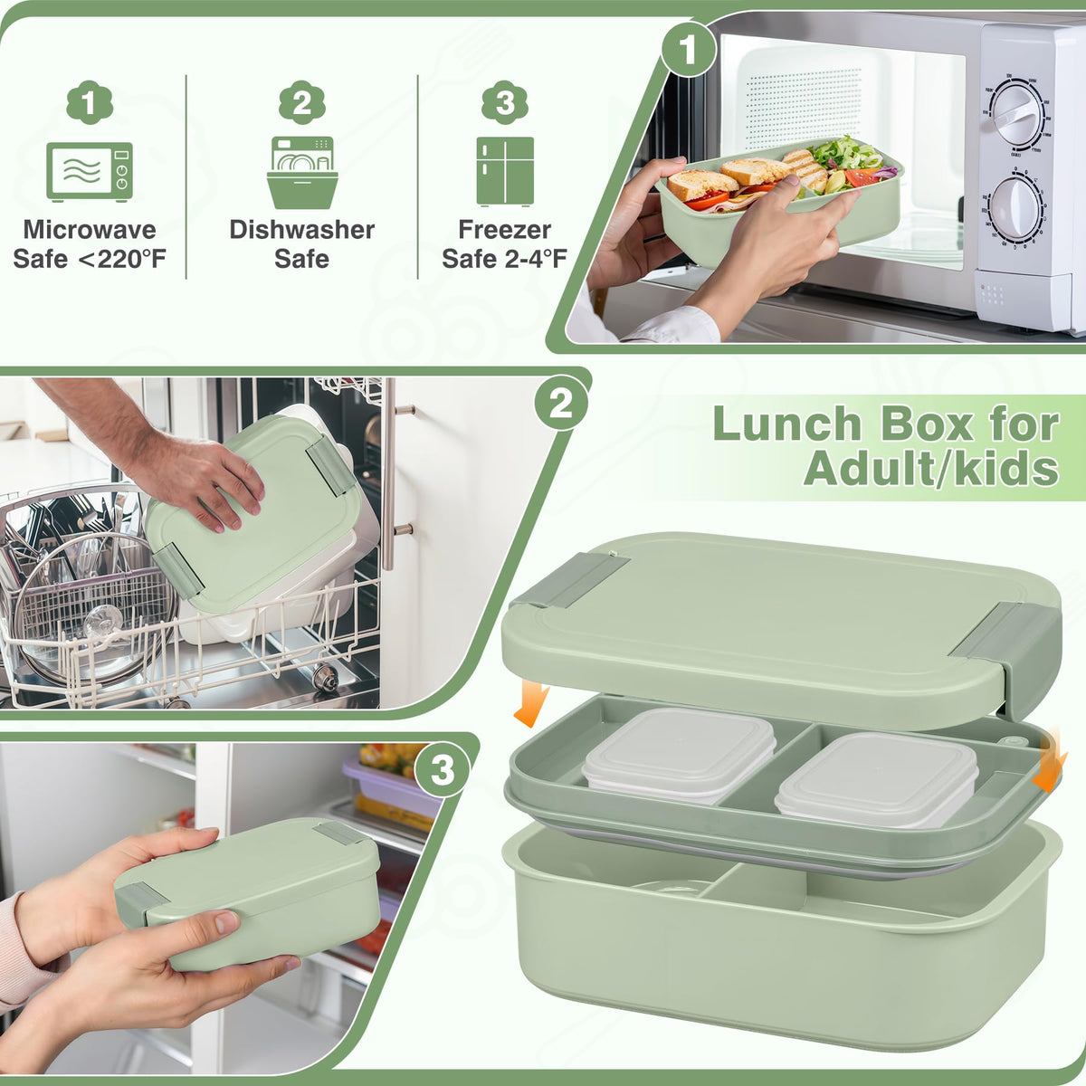 WyfKyd 4-compartment bento design helps separate foods during travel.