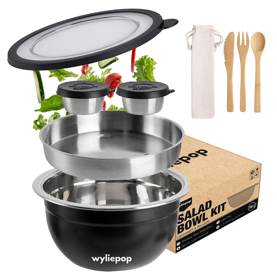 Wyliepop 64oz salad bowl with lid for fresh meals on the go