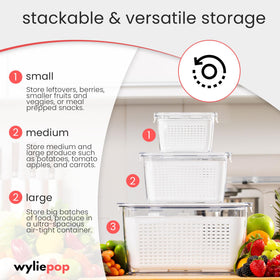 Wyliepop fridge containers stacked together saving space in the fridge.