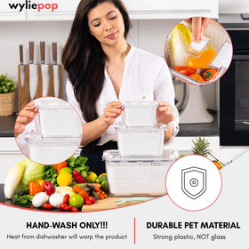 Wyliepop 3-in-1 fridge containers used for washing and draining produce.