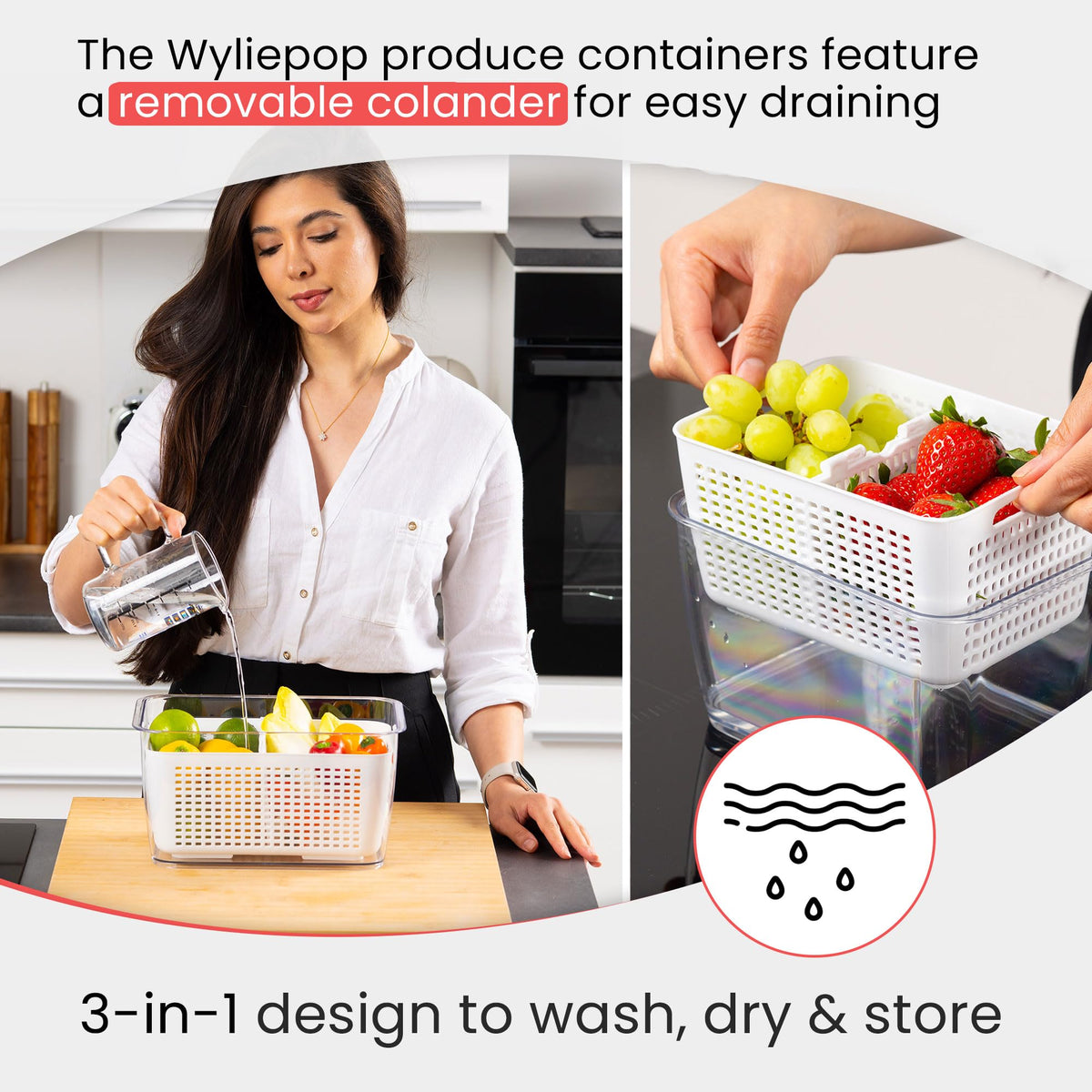 Wyliepop clear fridge container highlights produce visibility and freshness.