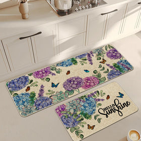 Wylumen hydrangea flowers mat brightens sink area with spring vibes