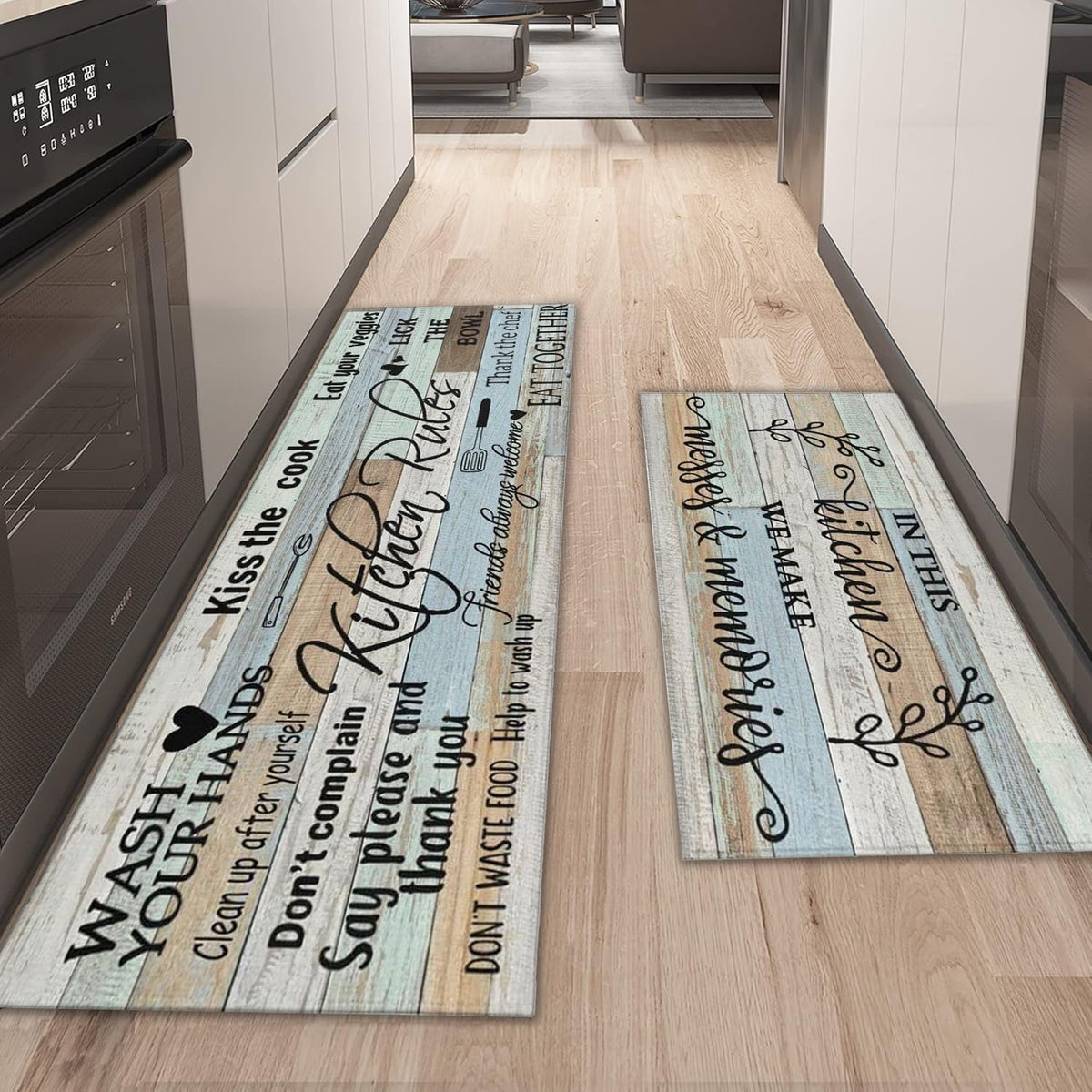 Wyoansfhd farmhouse kitchen rug 17x30 adds casual elegance and comfort.