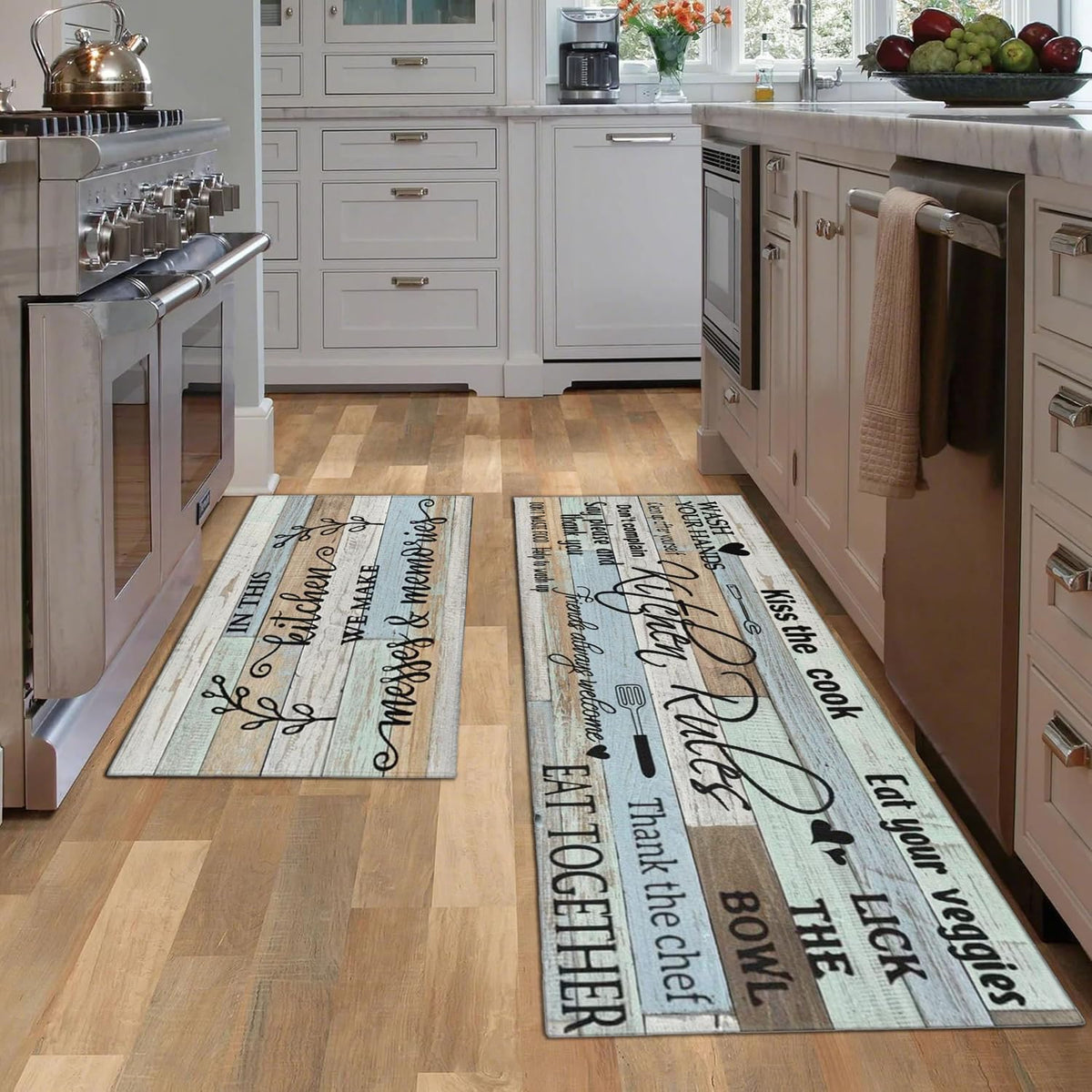Wyoansfhd kitchen rug non-slip rubber backing keeps mats in place.