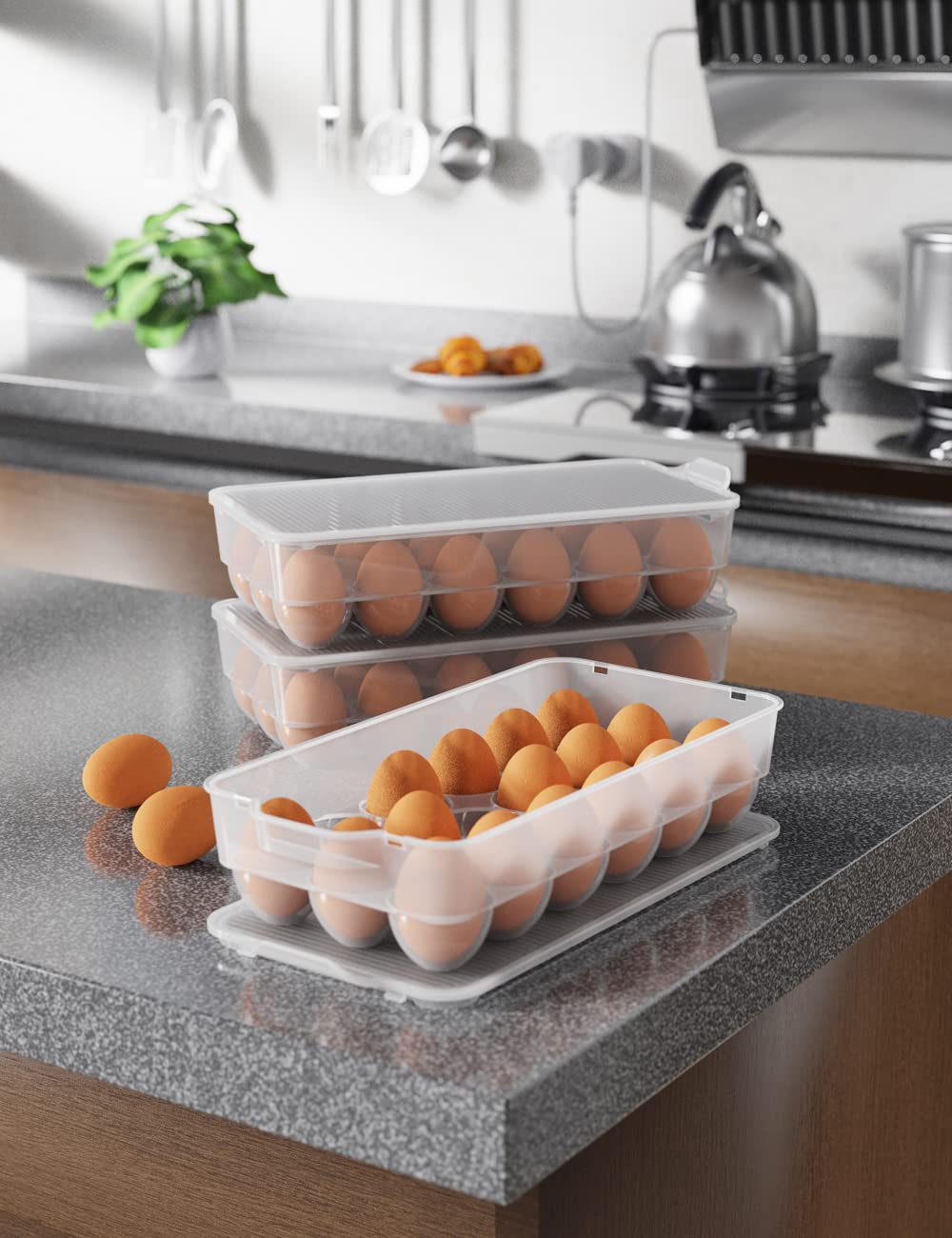 WYT fridge and pantry storage keeps eggs tidy and accessible.