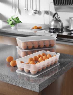 WYT fridge and pantry storage keeps eggs tidy and accessible.