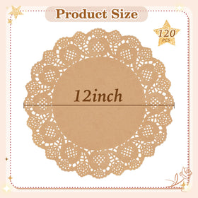WYTAOHZL brown paper doilies 12in round enhance cake displays.
