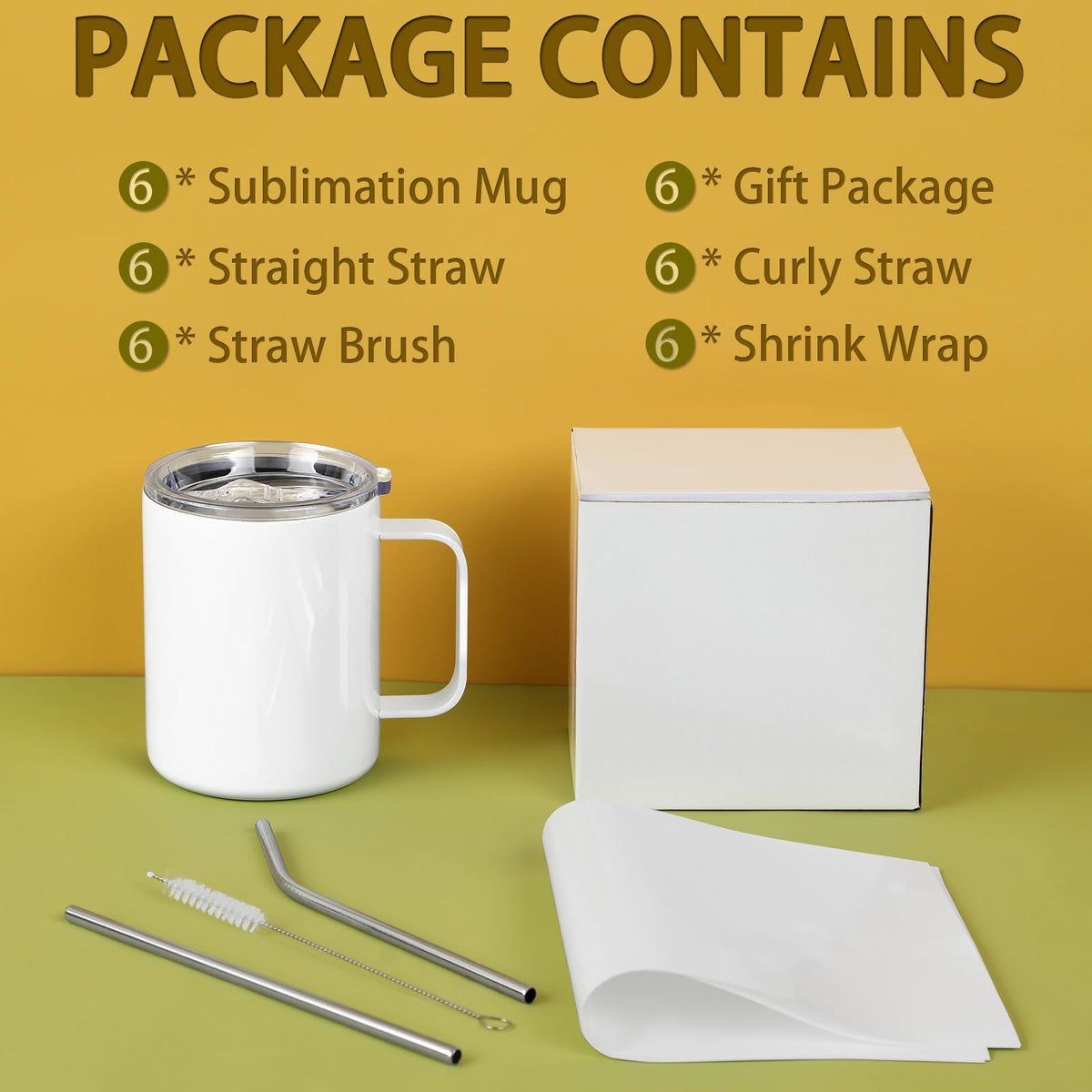 Wzaytia 12oz sublimation mug with handle, side view highlighting ergonomic grip.