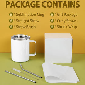 Wzaytia 12oz sublimation mug with handle, side view highlighting ergonomic grip.
