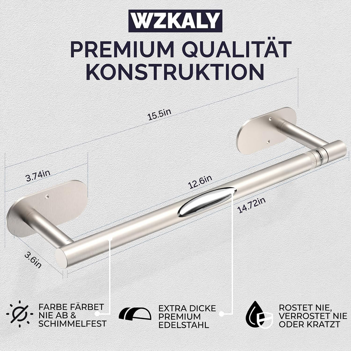 WZKALY self-adhesive towel holder with 3M backing for fast install