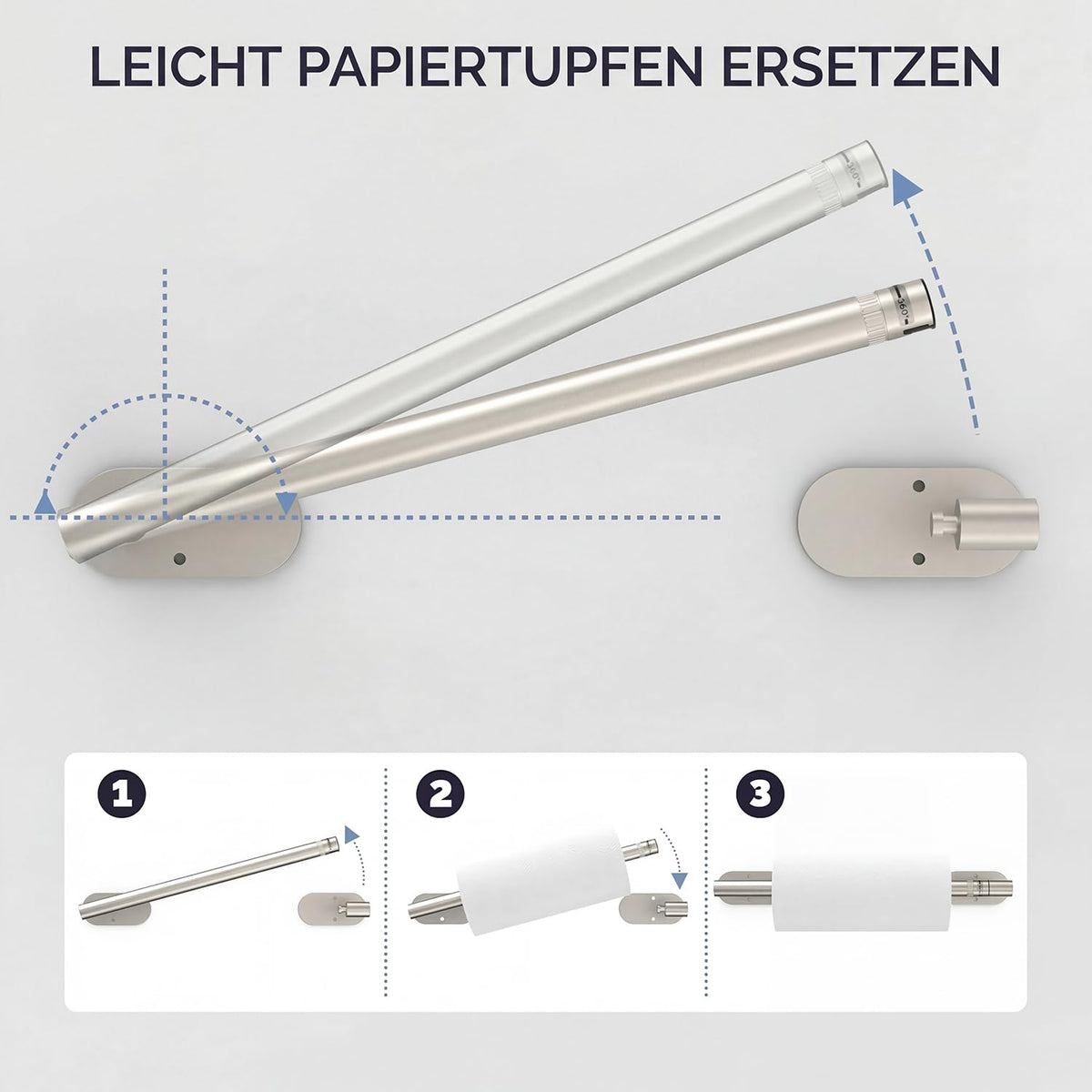WZKALY wall-mounted towel holder in silver for clutter-free counters