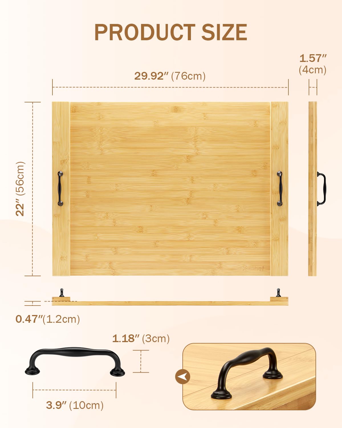 X-Chef bamboo surface resists moisture and adds warm natural texture to any kitchen