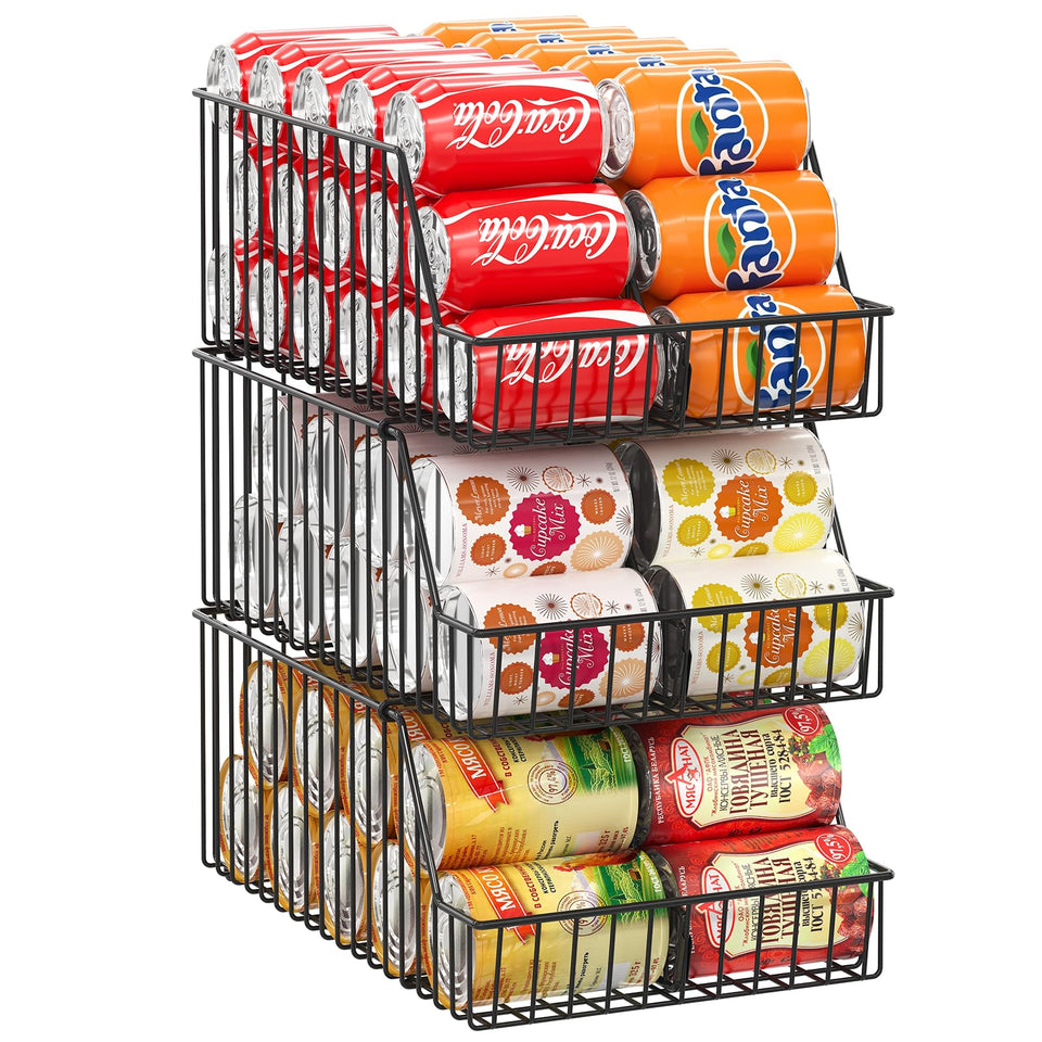 X-cosrack 3-pack can storage stackable dividers keeps pantry cans organized and accessible.
