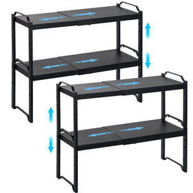 X-cosrack expandable shelf demonstrates extended length for flexible kitchen cabinet storage.