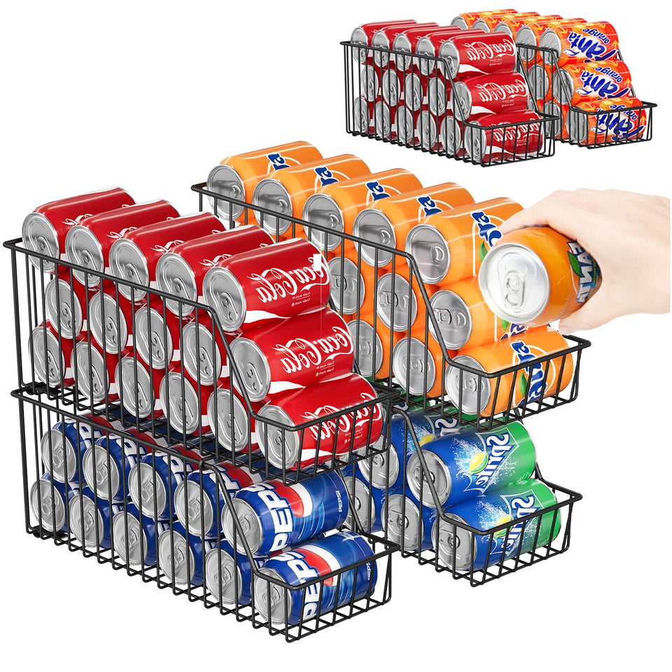 X-cosrack 4-tier can rack showing vertical stacking for organized pantry storage