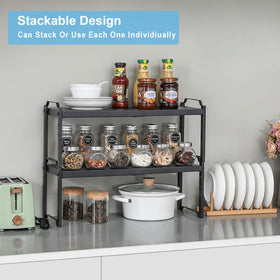 X-cosrack adjustable-length shelves enable flexible spacings for cups and cans.