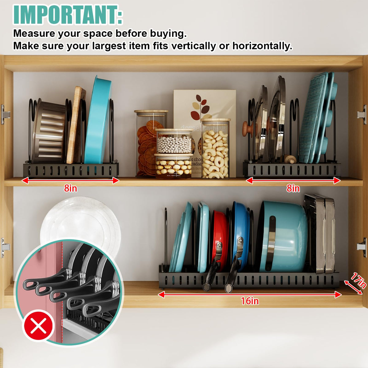 X-cosrack cabinet storage ideas for an organized kitchen space.