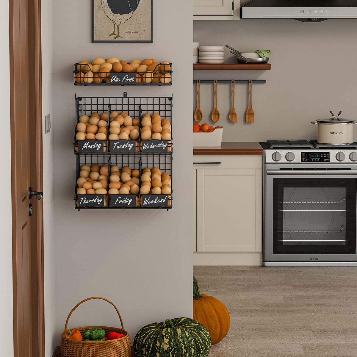 X-cosrack versatile display for kitchen, pantry, or spice storage.