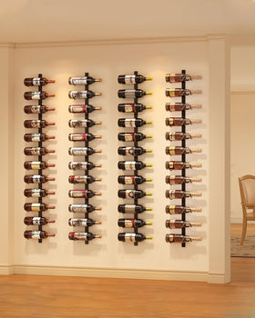 X-cosrack wall display fits dining rooms and wine cellars.