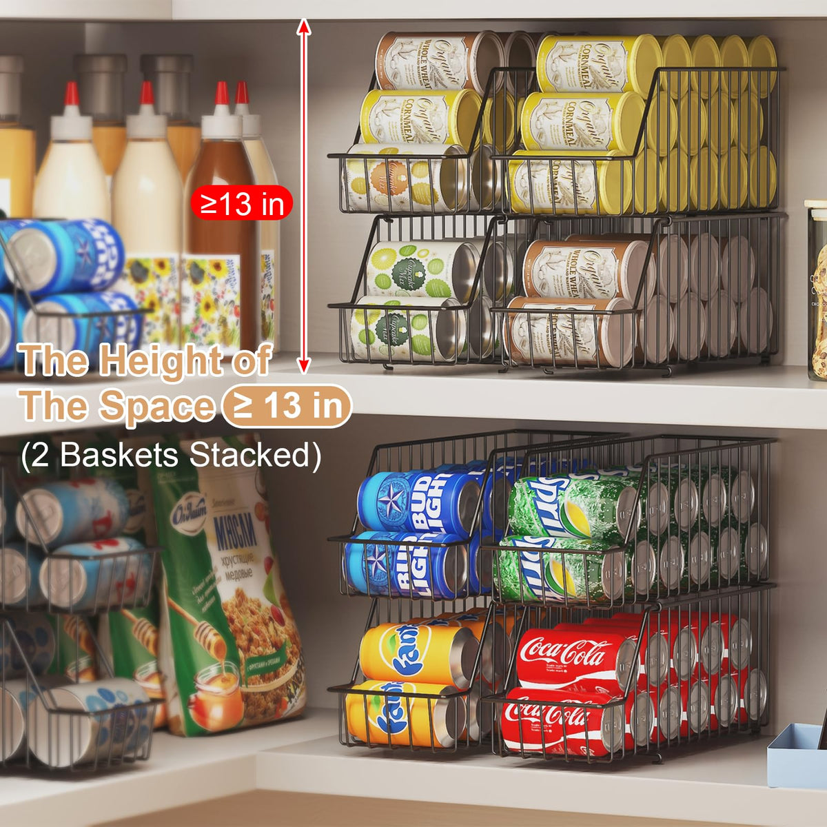Durable wire construction of X-cosrack ensuring long-lasting pantry organization