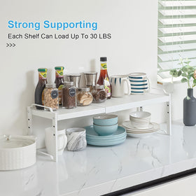 X-cosrack expandable length range emphasizes flexible fit for countertops and cabinets.