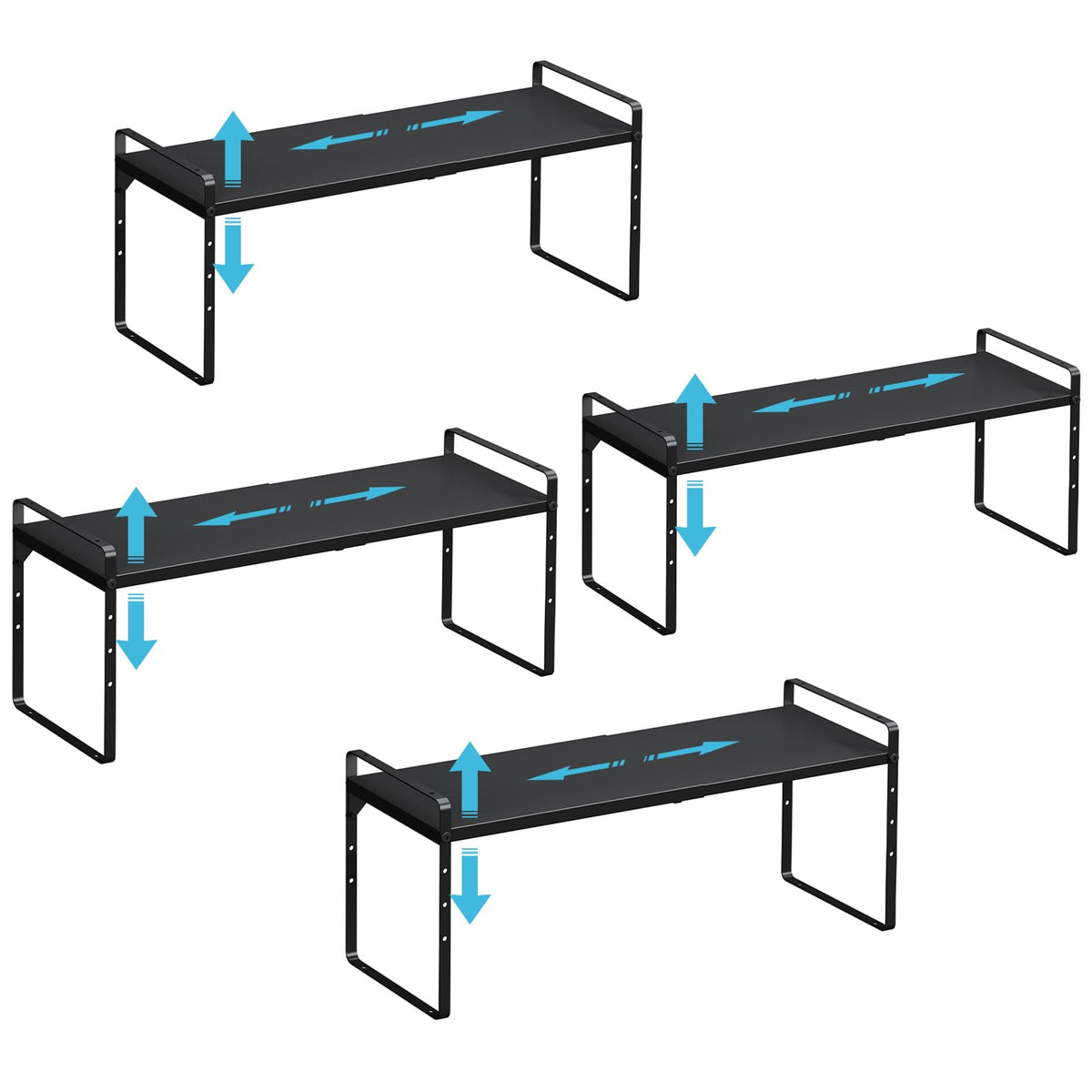 X-cosrack expandable shelves with extended length for versatile storage