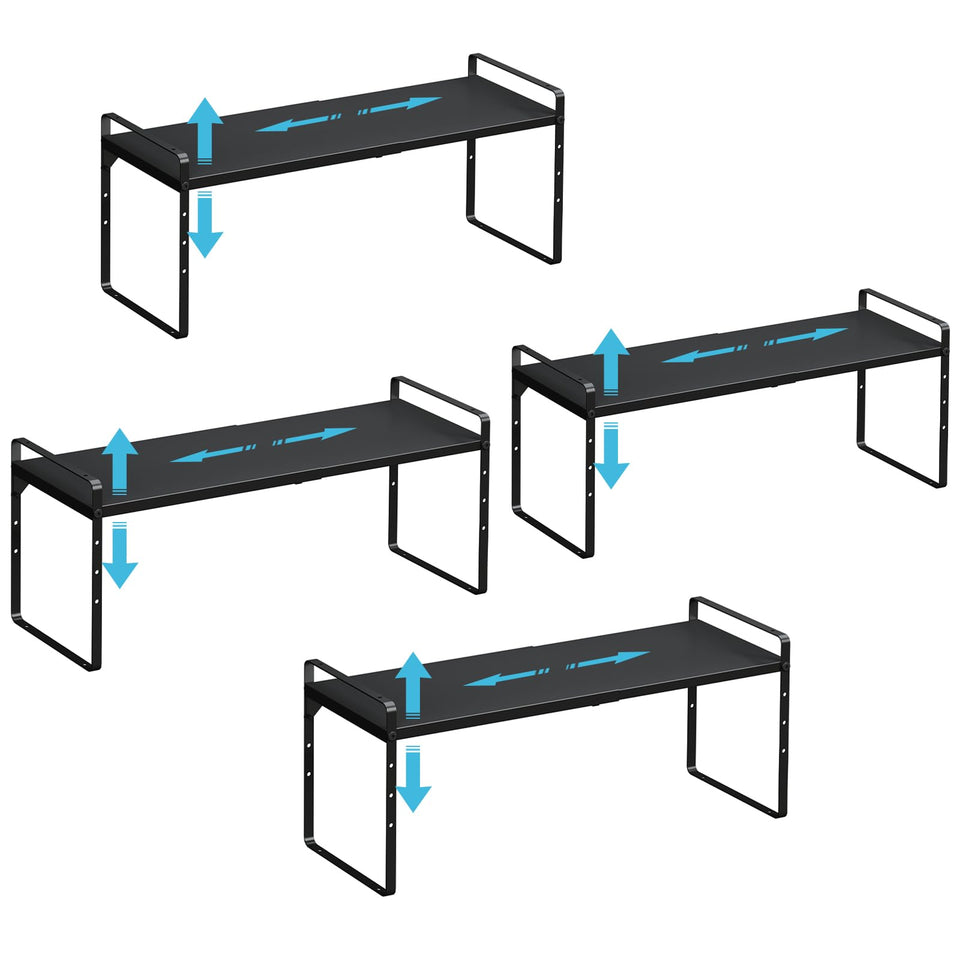X-cosrack expandable shelves with extended length for versatile storage
