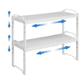 X-cosrack expandable shelves assembly view showing adjustable length for versatile storage.