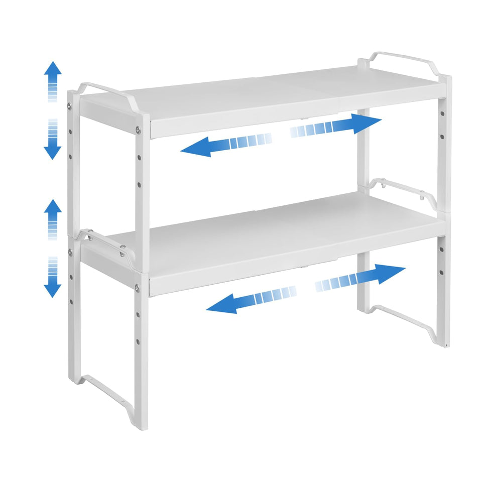 X-cosrack expandable shelves assembly view showing adjustable length for versatile storage.
