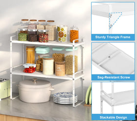 X-cosrack four-pack kitchen organizer setup in a cabinet