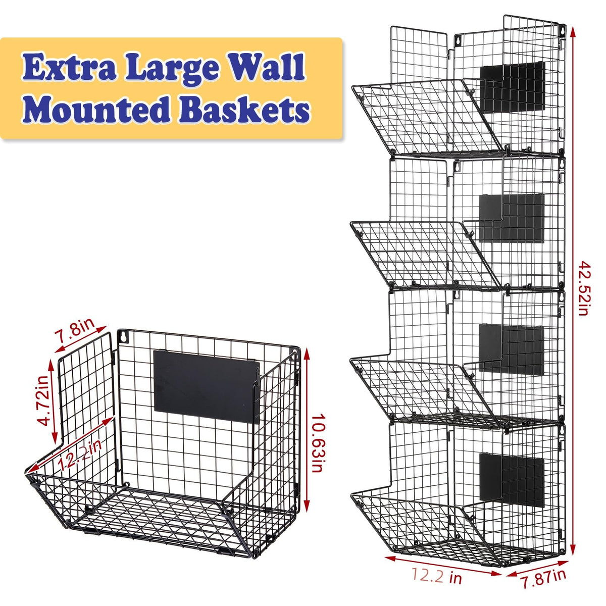 X-cosrack heavy-duty 2mm wire frame supports 25 lbs per bin.