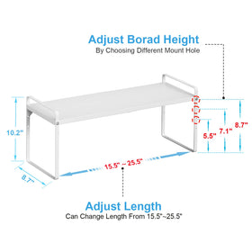 X-cosrack height-adjustable shelves showing customizable fit for cabinets and counters