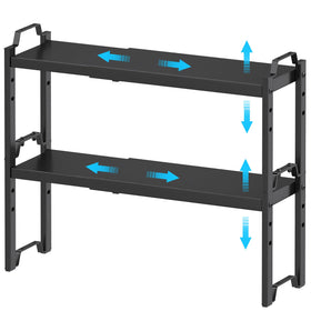 X-cosrack narrow expandable shelf in a kitchen cabinet for organized storage