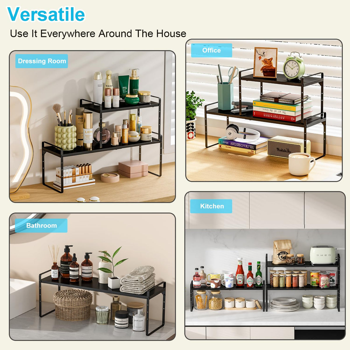 X-cosrack space-saving shelves fit slim countertops and cabinets