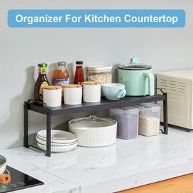 X-cosrack spice and can storage keeps pantry items orderly.