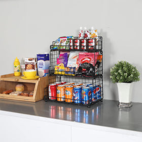 X-cosrack wall-mounted 3-tier basket setup for versatile pantry storage.