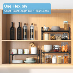 X-cosrack stackable counter shelves maximizing vertical space