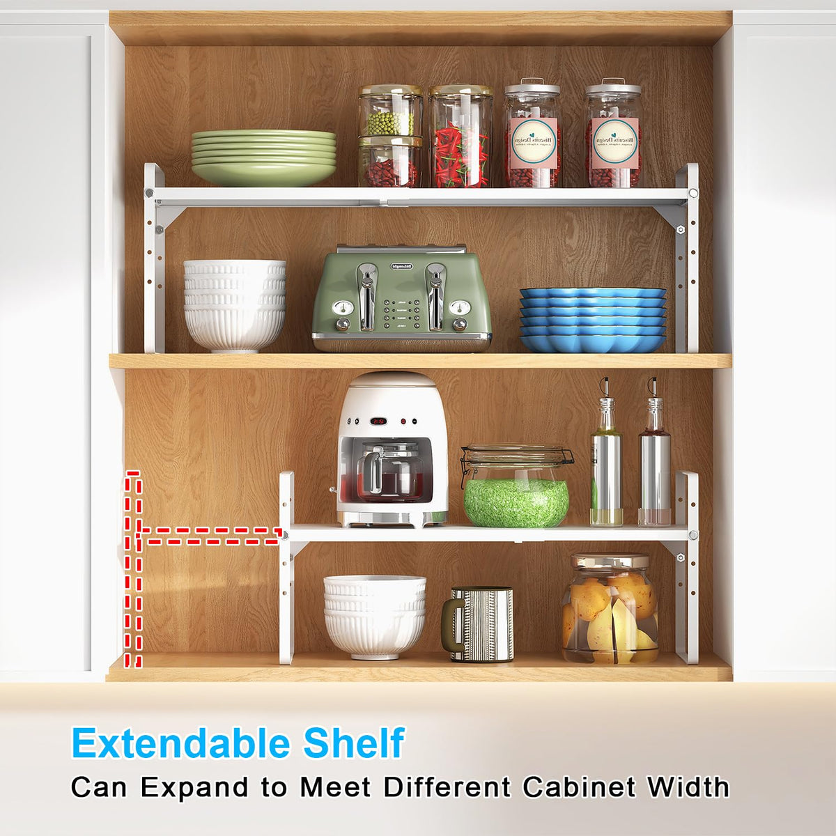 X-cosrack stackable counter shelves maximizing vertical storage in small kitchens