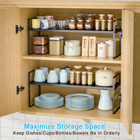 X-cosrack stackable design creates extra storage space in cabinets