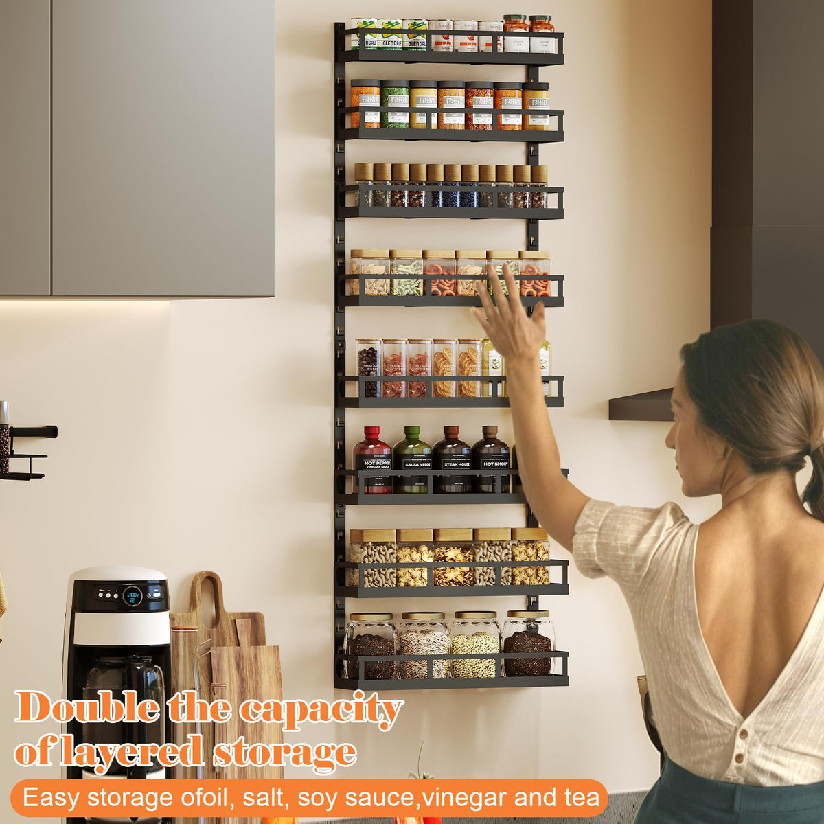 X-cosrack shows two basket sizes for spices and bottles