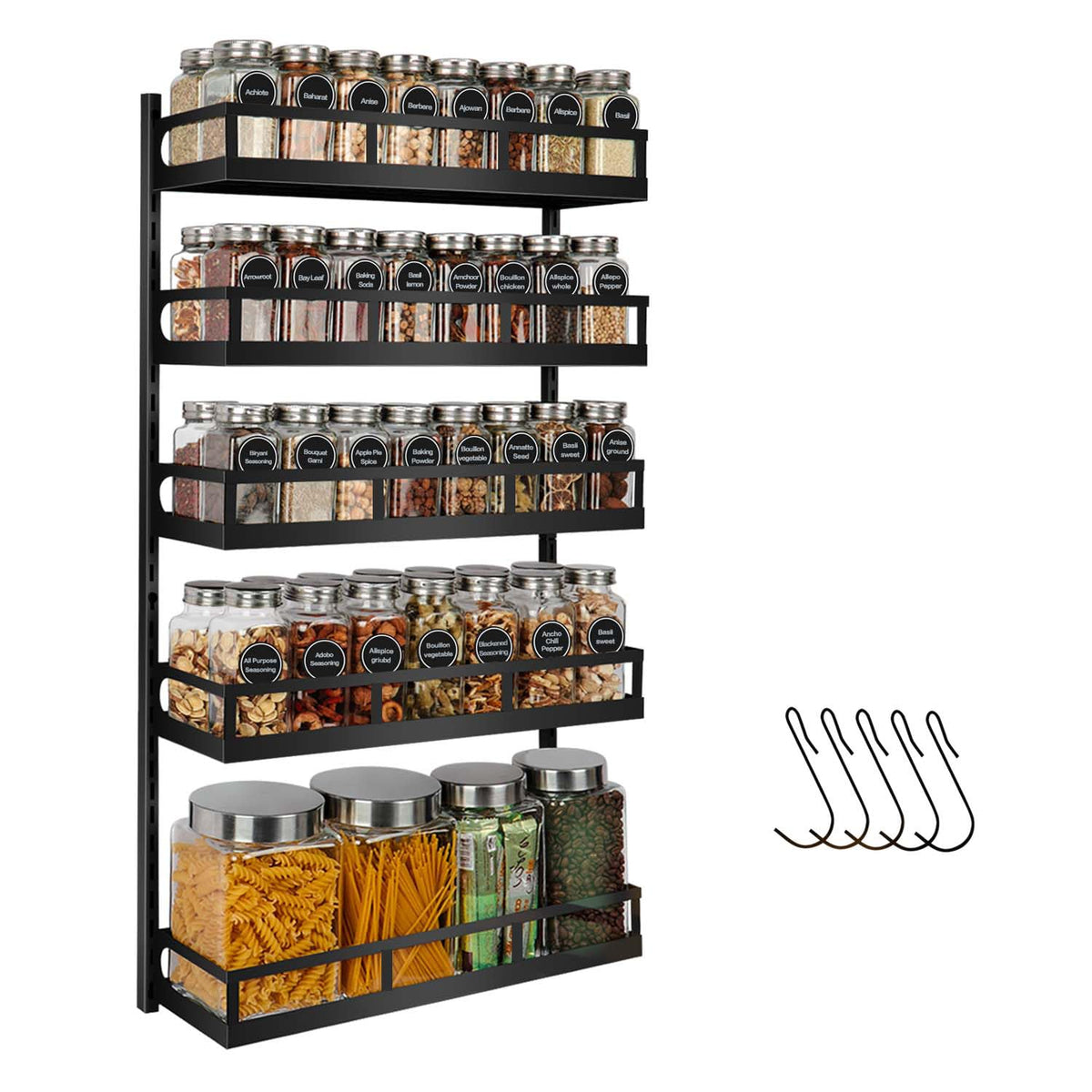 X-cosrack wall-mount spice rack keeps jars organized and within reach.