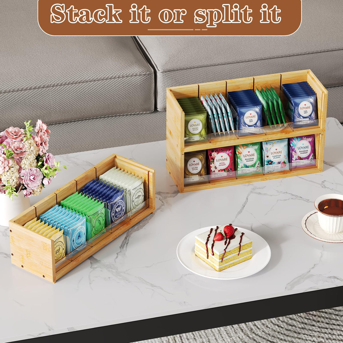 X-cosrack wall-mounted tea chest offers visible contents for fast selection