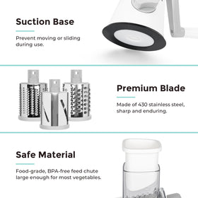 X Home rotary cheese grater drum blades easy to detach for quick cleaning.