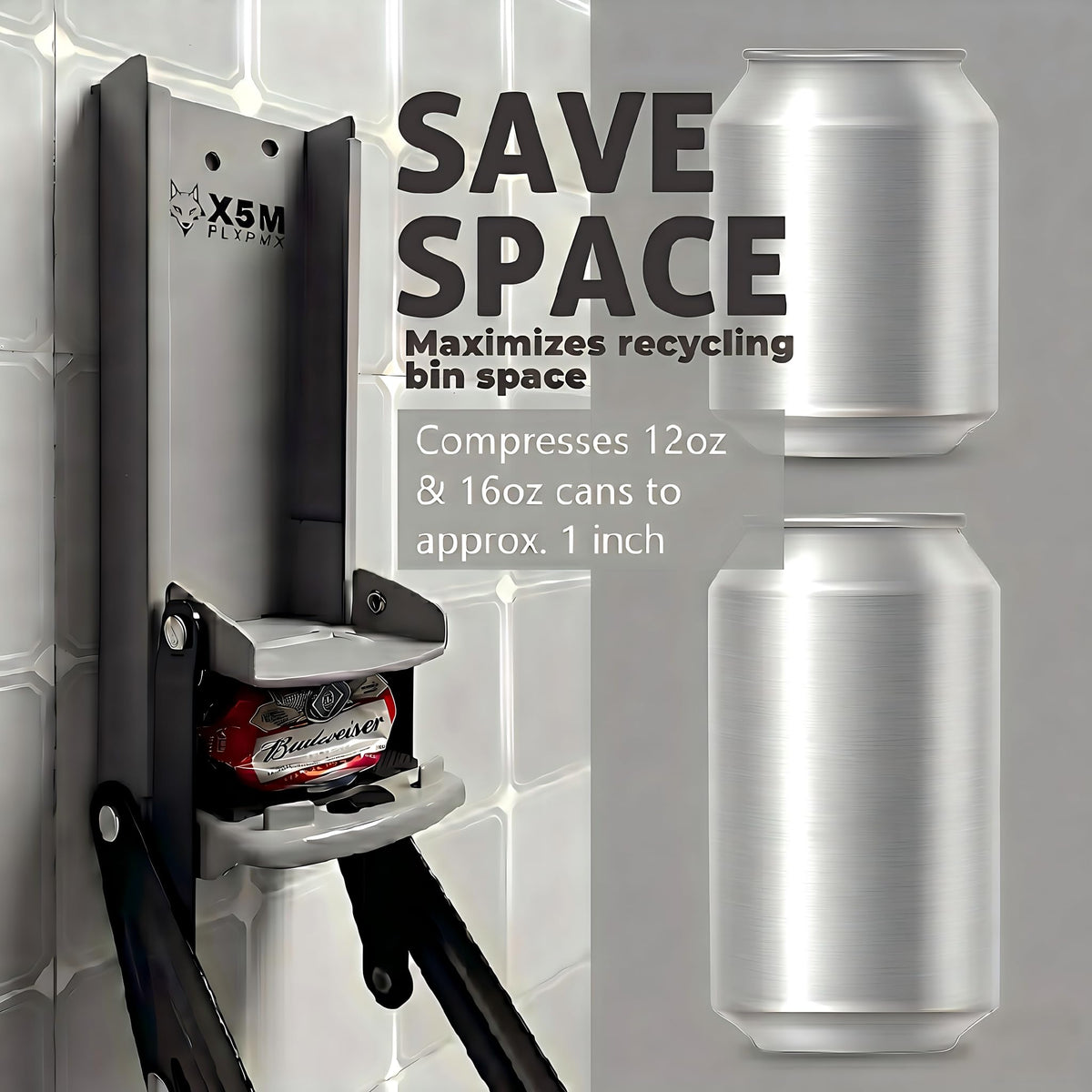 X5MPLXPMX supports 12oz and 16oz cans in a compact design.