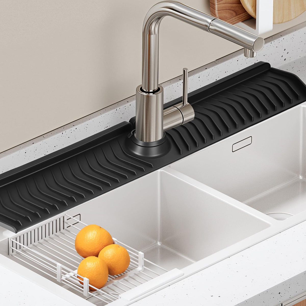 XAUXAGL Adjustable-hole fit works with most faucets to reduce splashes.