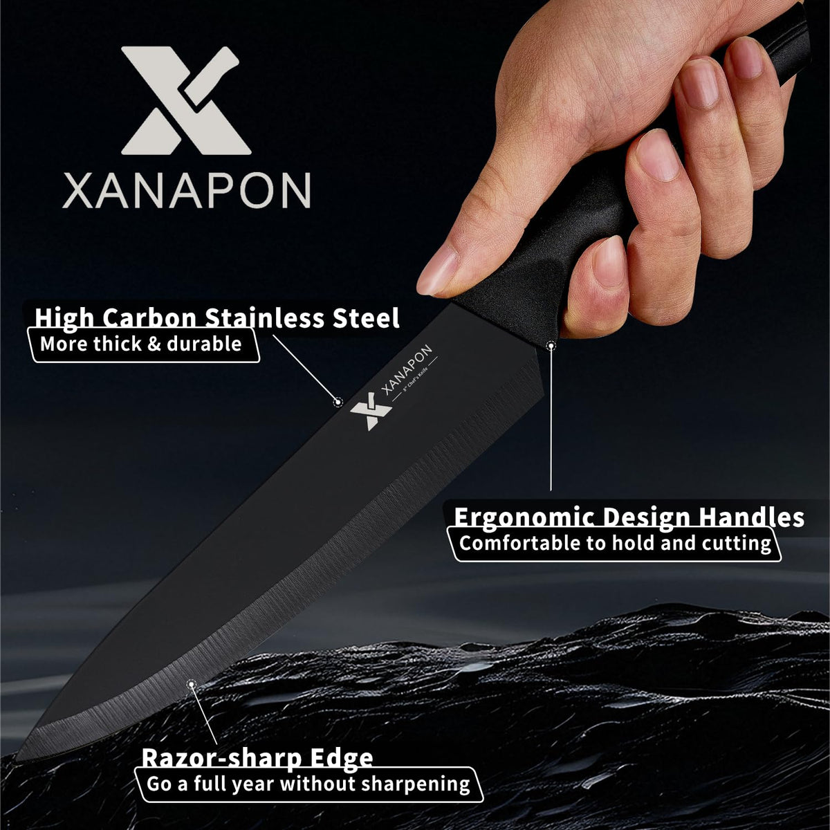 XANAPON 8-inch bread knife cleanly slices crusts for sandwiches