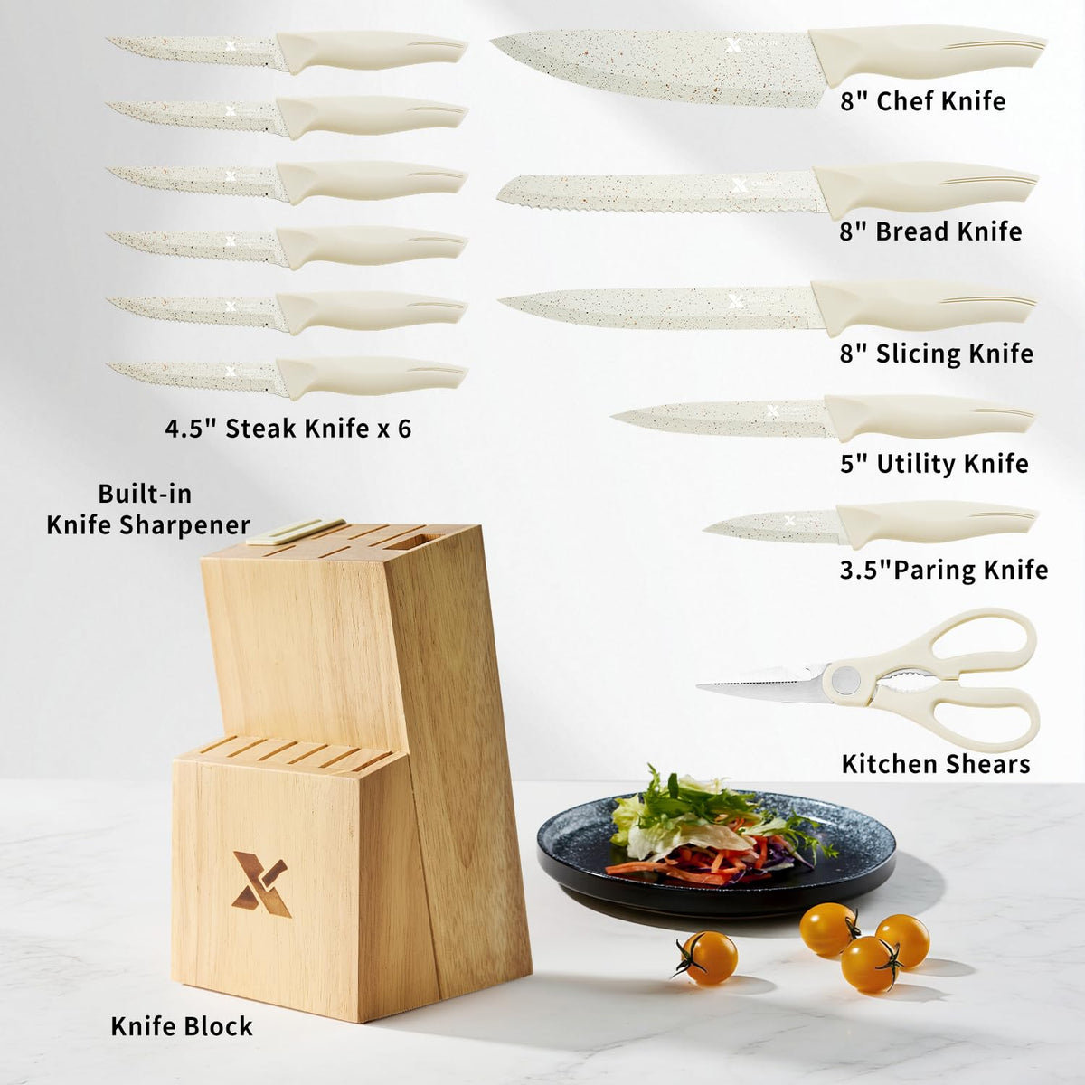 XANAPON ceramic-coated blades provide smooth slicing with reduced sticking