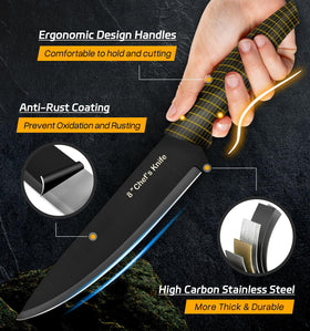 XANAPON 8-inch chef knife for precise prep tasks.