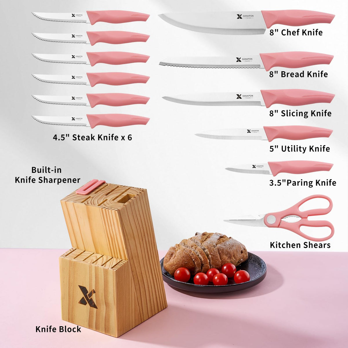 XANAPON 8-inch chef knife with durable high-carbon stainless steel.